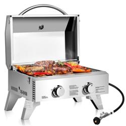 OP3243 2 Burner Portable Stainless Steel BBQ Table Top Grill for Outdoors
