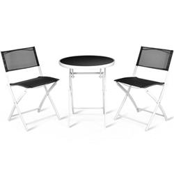 OP3355BK Patio Folding Bistro Set for Balcony or Outdoor Space, Black - 3 Piece