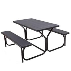 OP3499BK Picnic Table Bench Set for Outdoor Camping, Black