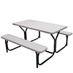 OP3499WH Picnic Table Bench Set for Outdoor Camping, White