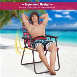 OP3642RE Folding Camping Lawn Webbing Beach Chair, Red - 6 Piece