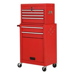Rolling Tool Chest - Red - 2-Piece Set - Lockable Design