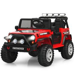 TQ10015RE 12V Kids Remote Control Electric Ride On Truck Car Toyswith Lights & Music, Red