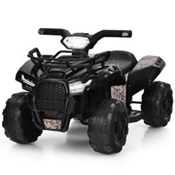TQ10019US-BK 6V Kids ATV Quad Electric Ride On Car Toys with LED Light & MP3, Black