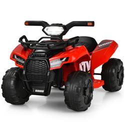 TQ10019US-RE 6V Kids ATV Quad Electric Ride On Car Toys with LED Light & MP3, Red