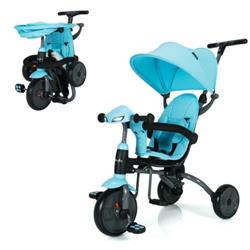 TQ10062BL 6-in-1 Foldable Baby Tricycle Toddler Stroller with Adjustable Handle, Blue -  Total Tactic