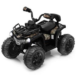 TQ10077US-DK 12V Kids Ride On ATV 4-Wheeler Toys with MP3 & Headlights, Black