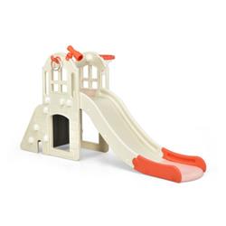 TS10024PI 6-In-1 Large Slide for Kids Toddler Climber Slide Playset with Basketball Hoop, Pink -  Total Tactic