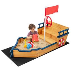 TS10028 Kids Pirate Boat Wooden Sandbox Children Outdoor Playset