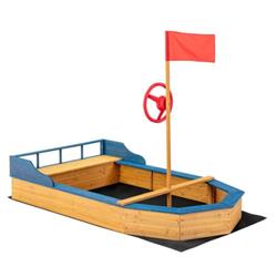 Picture of Total Tactic TS10029 Kids Pirate Boat Sandbox with Flag & Rudder