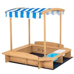 Picture of Total Tactic TS10033 Kids Wooden Sandbox with Striped Canopy