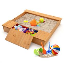 Picture of Total Tactic TS10036 Kids Wooden Sandbox with Bench Seats & Storage Boxes