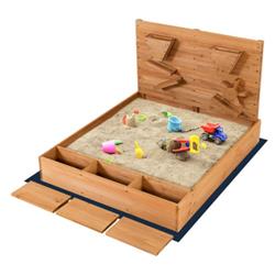 Picture of Total Tactic TS10040 Kids Wooden Square Sandbox with Cover