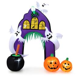 TX10015US 9 ft. Tall Halloween Inflatable Castle Archway Decor with Spider Ghosts & Built-in