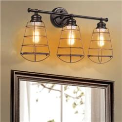 EP24202 3-Light Vanity Lamp Bathroom Fixture with Metal Wire Cage