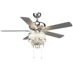 Picture of Total Tactic EP24375SL 52 in. Crystal Ceiling Fan Lamp with 5 Reversible Blade, Silver
