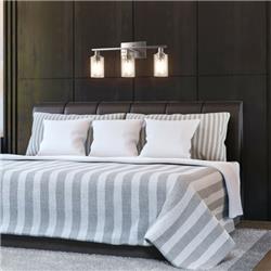 EP24544US-SL 3-Light Modern Bathroom Wall Sconce with Clear Glass Shade, Silver