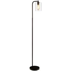 EP24548US-BK Industrial Floor Lamp with Glass Shade, Black
