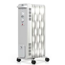 EP24918US-WH 1500W Oil-Filled Heater Portable Radiator Space Heater with Adjustable Thermostat, White -  Total Tactic