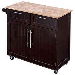 HW55461CF Heavy Duty Rolling Kitchen Cart with Tower Holder & Drawer, Brown