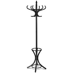 HW55588BK Wood Standing Hat Coat Rack with Umbrella Stand, Black