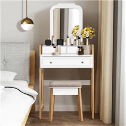 HW65959 Makeup Vanity Dressing Table & Cushioned Stool Set