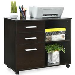 HW65987CF 3 Drawer Mobile Lateral File Cabinet Printer Stand, Espresso