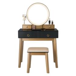 HW65990US-BK Makeup Vanity Color Lighting Dressing Table, Black - Set of 3