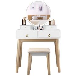 HW65990US-WH Makeup Vanity Color Lighting Jewelry Divider Dressing Table, White - Set of 3