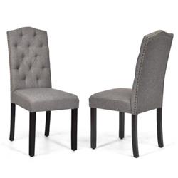 HW65994GR-2 Tufted Upholstered Dining Chair, Gray - Set of 2