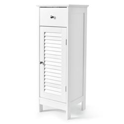 HW66000 Woodern Bathroom Floor Storage Cabinet with Drawer & Shutter Door