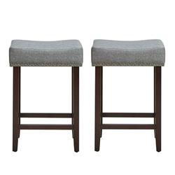 Picture of Total Tactic HW66008GR 24 x 13.5 x 17.5 in. Nailhead Saddle Bar Stool with Fabric Seat & Wood Leg&#44; Gray - 2 Piece