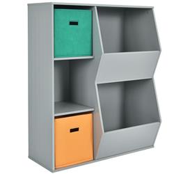 HW66017GR Kids Toy Storage Cabinet Shelf Organizer, Gray -  Total Tactic