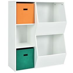 HW66017WH Kids Toy Storage Cabinet Shelf Organizer, White -  Total Tactic