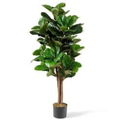 HW66027 4 ft. Artificial Fiddle Leaf Fig Tree Decorative Planter