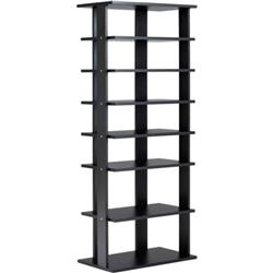 HW66076BK 7-Tier Dual Shoe Rack Free Standing Shelves Storage Shelves Concise, Black