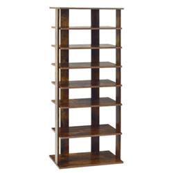 HW66076CF 7-Tier Dual Shoe Rack Free Standing Concise Shelves Storage, Brown - Pack of 28