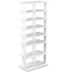 HW66076WH 7-Tier Dual Shoe Rack Free Standing Concise Shelves Storage, White - Pack of 28