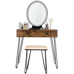 HW66088TN Industrial Makeup Dressing Table with 3 Lighting Modes, Blue