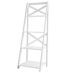 HW66096WH 4-Tier Leaning Free Standing Ladder Shelf Bookcase, White