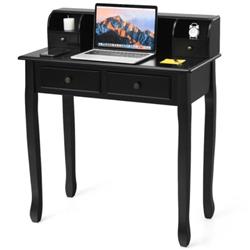 HW66128BK Removable Floating Organizer 2-Tier Mission Home Computer Vanity Desk, Black