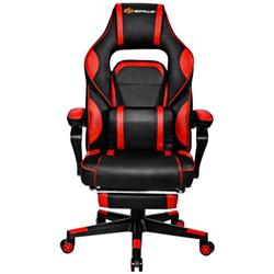 Picture of Total Tactic HW66144RE Massage Gaming Chair with Footrest & Lumbar Support&#44; Red