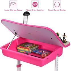 Picture of Total Tactic HW66157PI Kids Desk & Chair Set Childrens Study Table Storage&#44; Pink