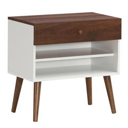 HW66161 Mid-Century End Side Table with Drawer & Rubber Wood Leg