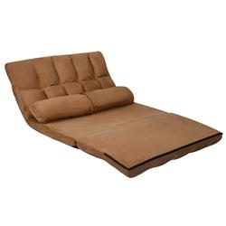 HW66174CF 5.5 x 44.5 x 71 in. Foldable Floor 6 Position Adjustable Lounge Couch, Brown -  Total Tactic