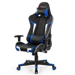 Picture of Total Tactic HW66185BL Reclining Swivel Massage Gaming Chair with Lumbar Support, Blue