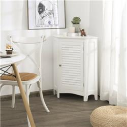 HW66191 Corner Storage Freestanding Bathroom Cabinet with Shutter Door, White