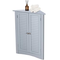 HW66192GR Corner Storage Freestanding Floor Bathroom Cabinet with Shutter Door, Gray