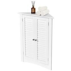HW66192WH Adjustable Corner Storage Cabinet with Shutter Door, White