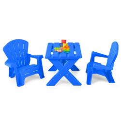HW66278BL Plastic Children Table Chair Set, Blue - 3 Piece